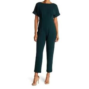 Alexia Admor Short Sleeve Tapered Leg Jumpsuit Forrest Green Women's Size XS